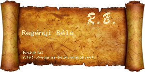 Regényi Béla névjegykártya